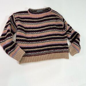 Elsamanda Wool Sweater Womens Small Multicolor Striped Chunky Knit Anthropologie